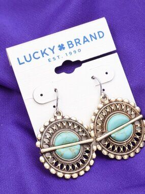 Lucky Brand Boho Chic Turquoise Statement Earrings